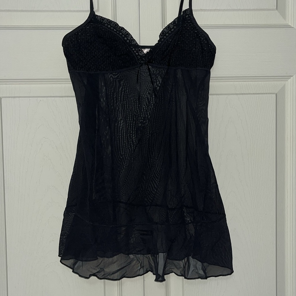 Victoria’s Secret black nightgown sheer mesh Large